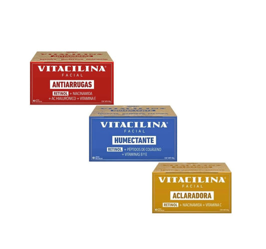 Crema Vitacilina Facial Antiarrugas, Humectante, Aclaradora Pack 3pz