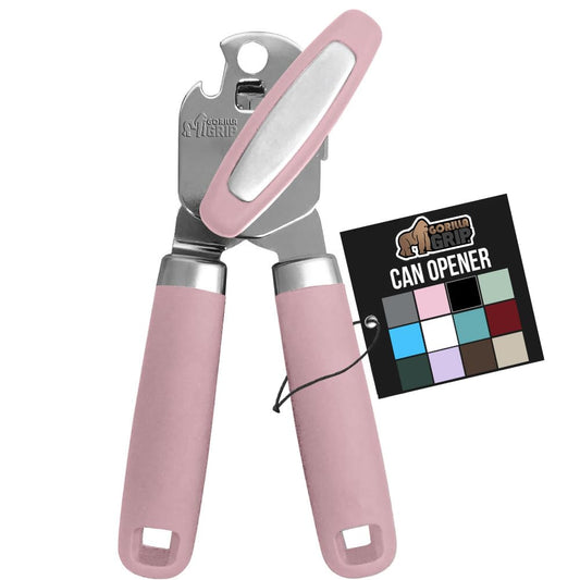 Abrelatas Manual Gorilla Grip Rosa de Acero Inoxidable con Borde Suave