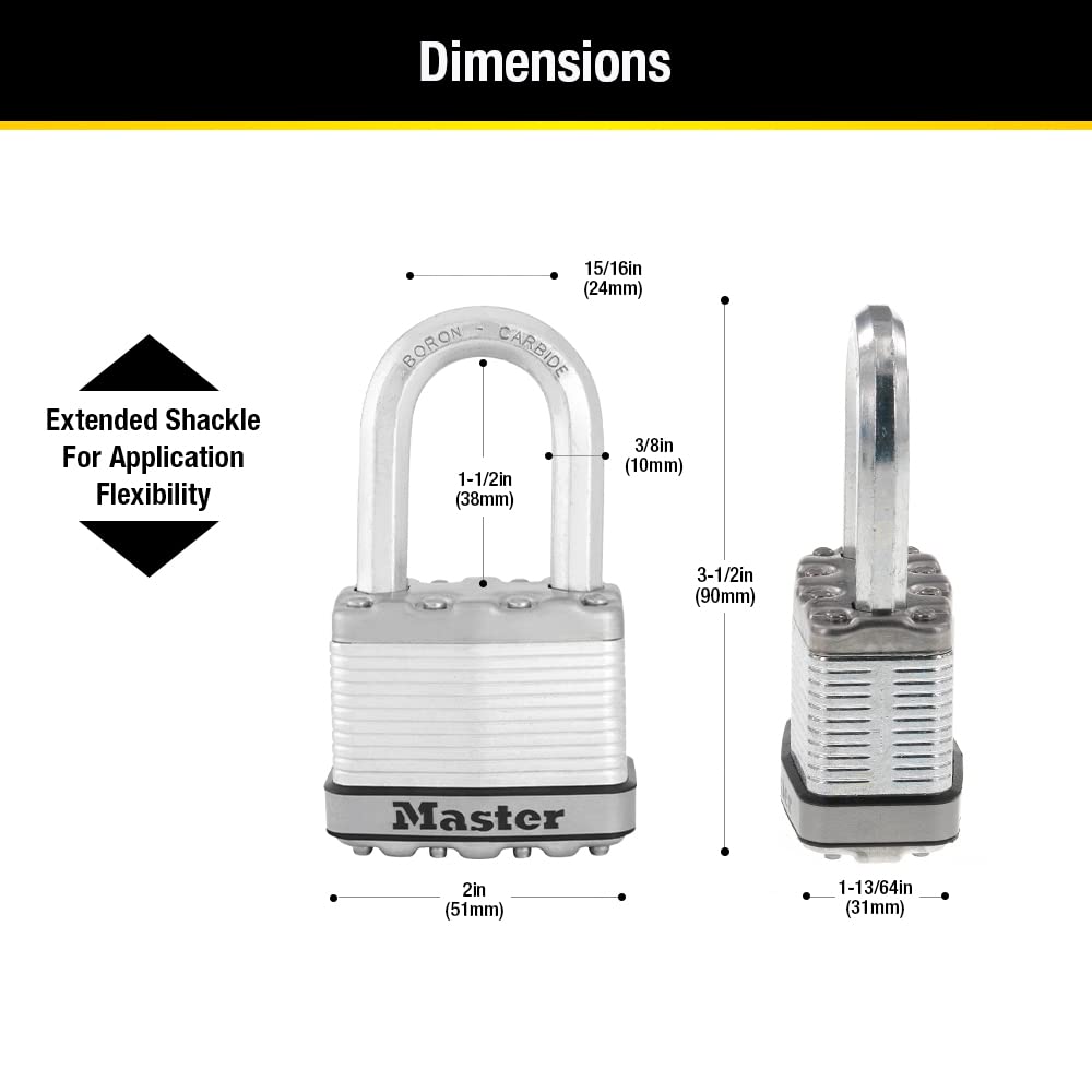 Candado Laminado Master Lock Magnesio 2 Shackle de 2.54 cm Paquete de 2