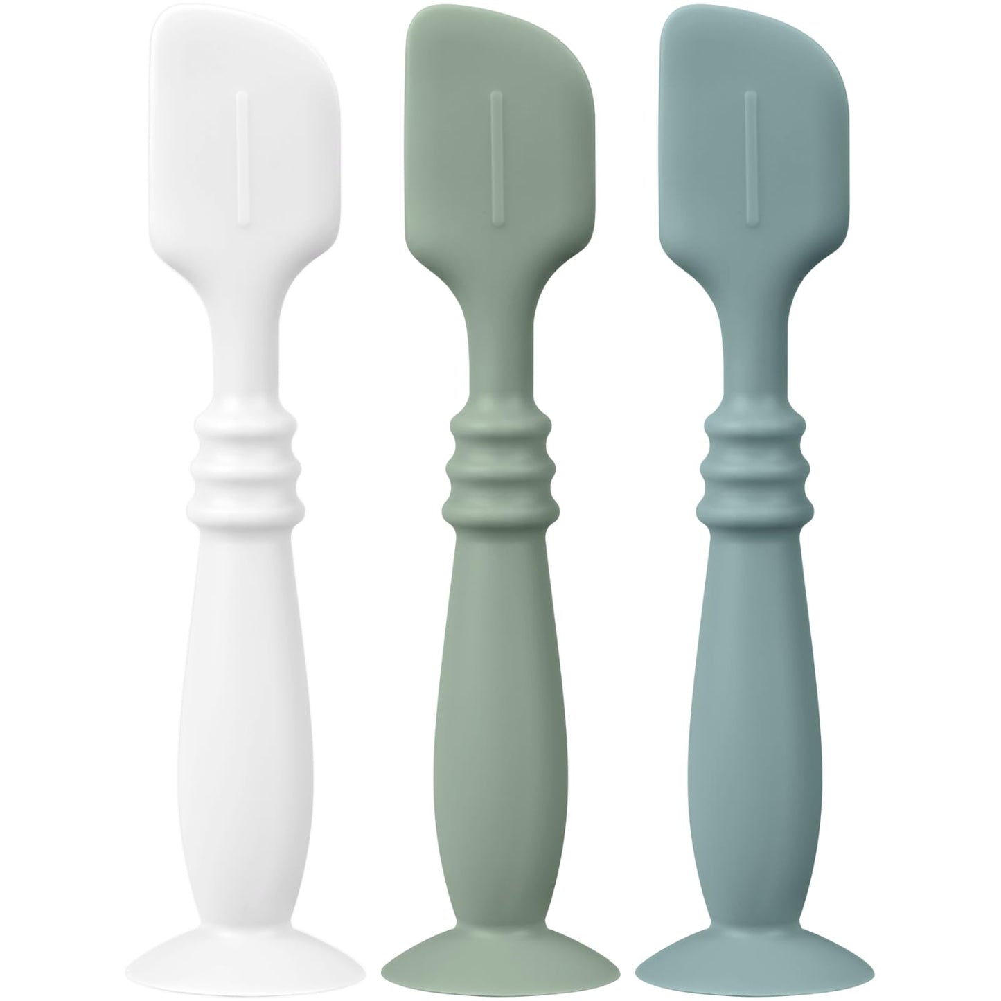 Nothomme Paquetes De Aplicadores De Crema Para Pañales De Silicona Con Base De Succión, Espátula Aplicadora De Crema Para Pañales Para Bebés, Cepillo De Crema Para Pañales De Silicona Suave(Blanco/Sal