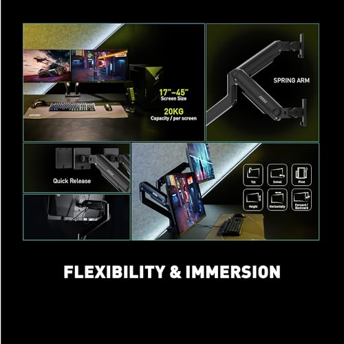 Brazos de Soporte para Monitor Doble MSI mag MT201D Negro Alta Resistencia 17-45 Pulgadas Compatible con VESA