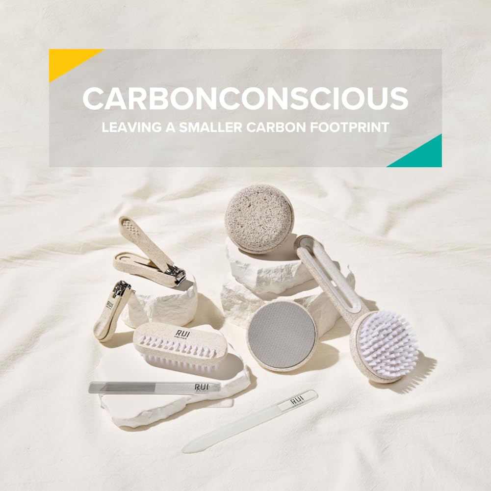 Rui Smiths CarbonConscious - Juego de lima de uñas de cristal y nano cristal para manicura brillante, reutilizable, con fundas protectoras