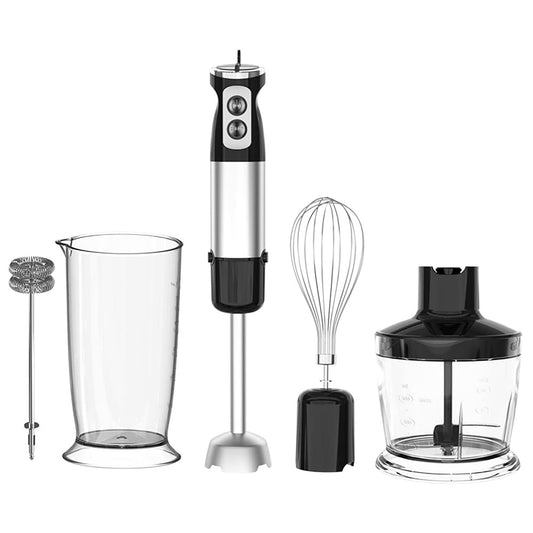 Feiniao 5 EN 1 Licuadoras de Mano, Licuadora Manual 600W, Batidora de Inmersión, Batidor de Mano con Varilla Trituradora, Taza de Molienda, Picadora de Carne, Espumador de Leche, Batidor de Huevo