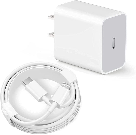 LXJADAP Cargador rápido para iPhone 14 13, Adaptador de Corriente Compacto con Puerto USB-C de 20W, Cargador de Pared para teléfono móvil Tipo C + Cable USB-C a Lightning de 2m