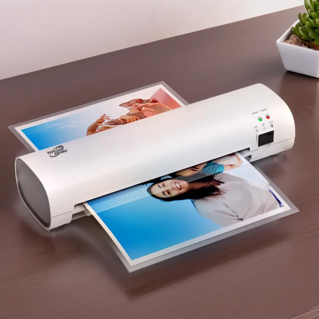 Laminadora Enmicadora Térmica de Temperatura Constante,A4 Máquina Laminadora+Cortador de Papel+300 Hojas Laminadoras,5 en 1 Laminador Térmico con Recortadora de Papel y Redondeadora de Esquinas