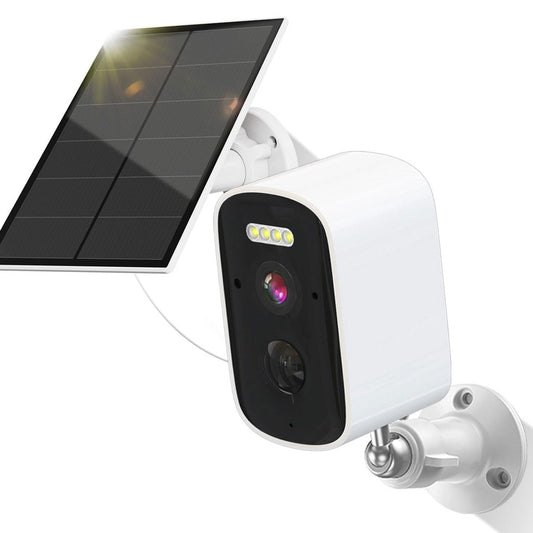 Cámara de Seguridad EASYTAO D21 Blanca Recargable con Batería y Panel Solar para Exteriores