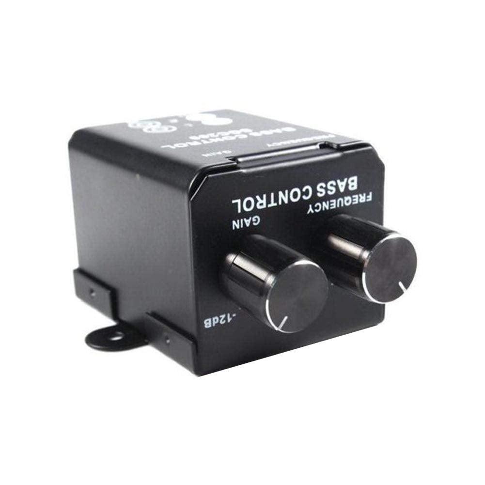 Denpetec driver de graves para coche, amplificador de audio para coche, ecualizador de subwoofer, regulador de volumen cruzado, perilla de driver de graves
