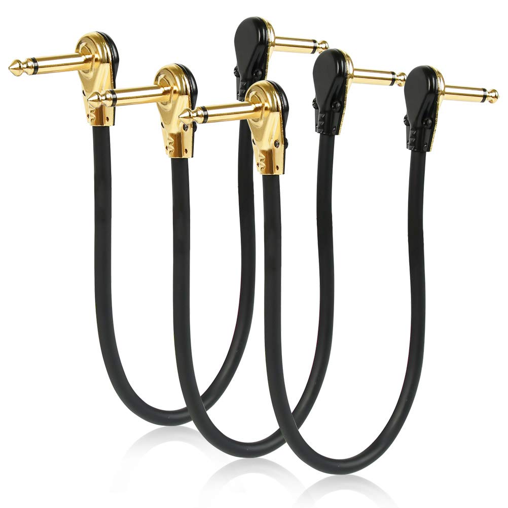 TIMESETL - Paquete de 3 cables de conexión para guitarra de 12 pulgadas, ultra silenciosos, con efecto de instrumento, 1/4 pulgadas, diseño de panqueques de perfil bajo