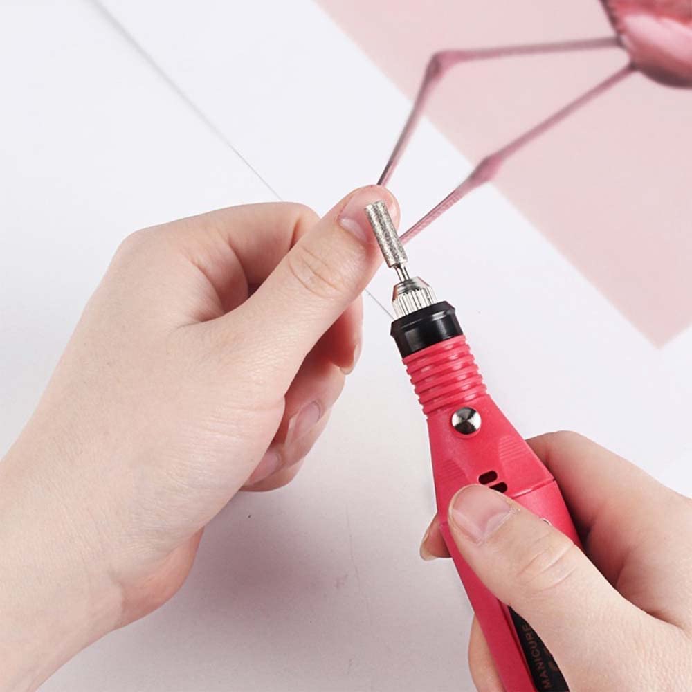 Pulidor de Uñas, Lima de Uñas Eléctrica, Kit de Taladro para Uñas 6pcs Puntas y Lijas, Velocidad Ajustable Torno Portátil para Uñas, Manicura y Pedicura