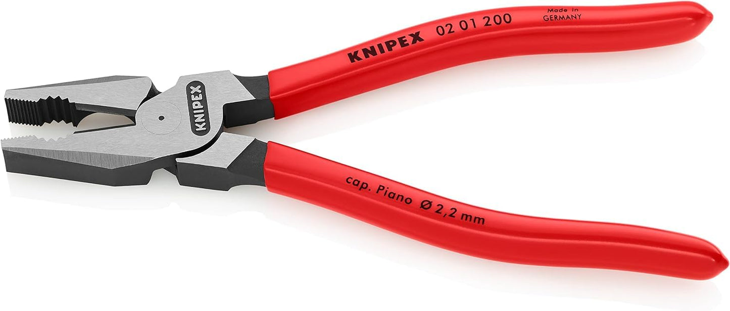 Knipex 02 01 200 Sb Alicate Universal para Trabajos Pesados Atramentado Recubiertos de Plástico, 200 mm, Negro