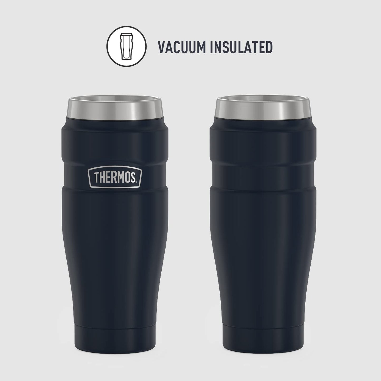 Vaso de Viaje Thermos Azul Mate de Acero Inoxidable 16 Onzas