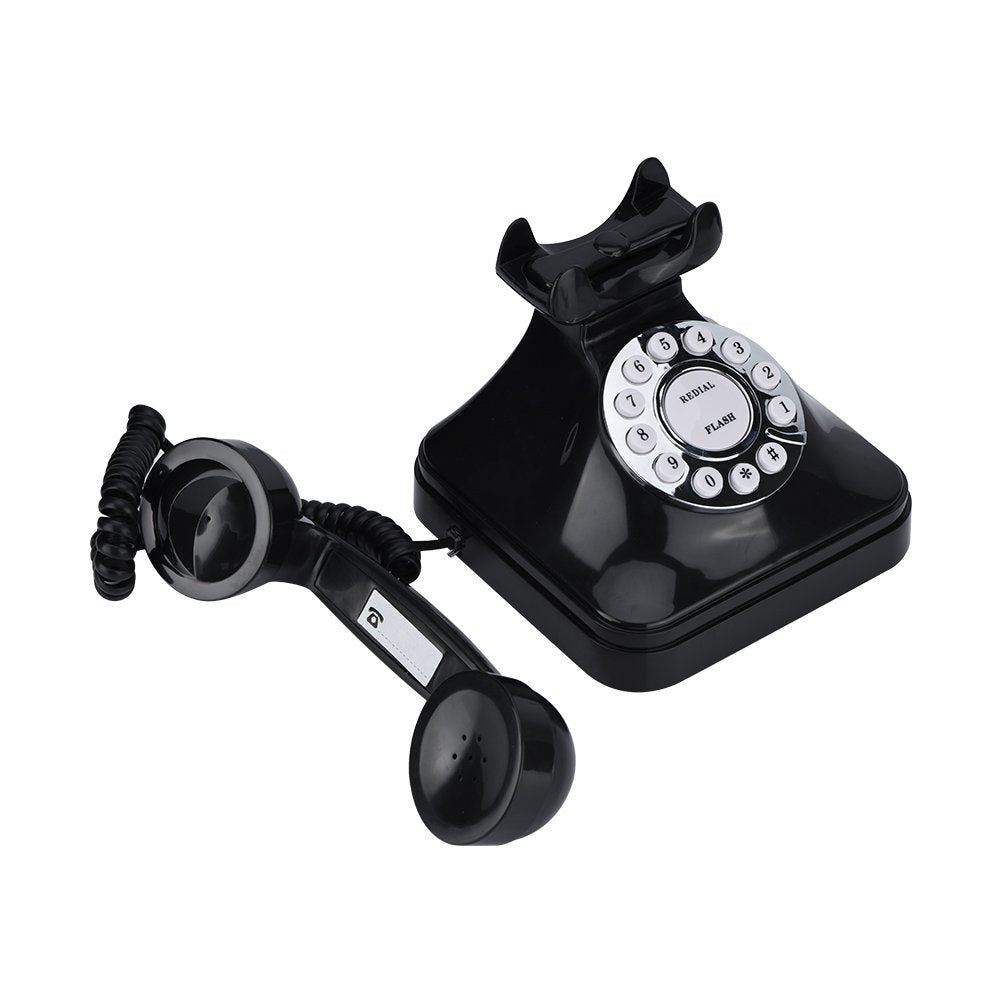 Naroote Vintage Negro Multifunción Plástico Teléfono de casa Retro Wire Teléfono Fijo WX-3011