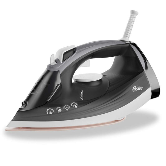 Plancha de Vapor Oster Blanco Negro Suela Grande de Cerámica 35% más Vapor