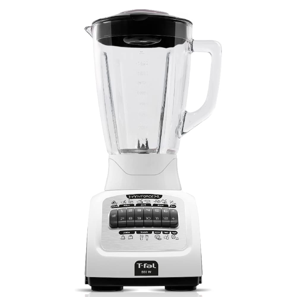 Licuadora T-fal Blanca Infiny Force XL 12 Velocidades Eficiente para Resultados Perfectos 6 Cuchillas de Acero Inoxidable 2.2 L