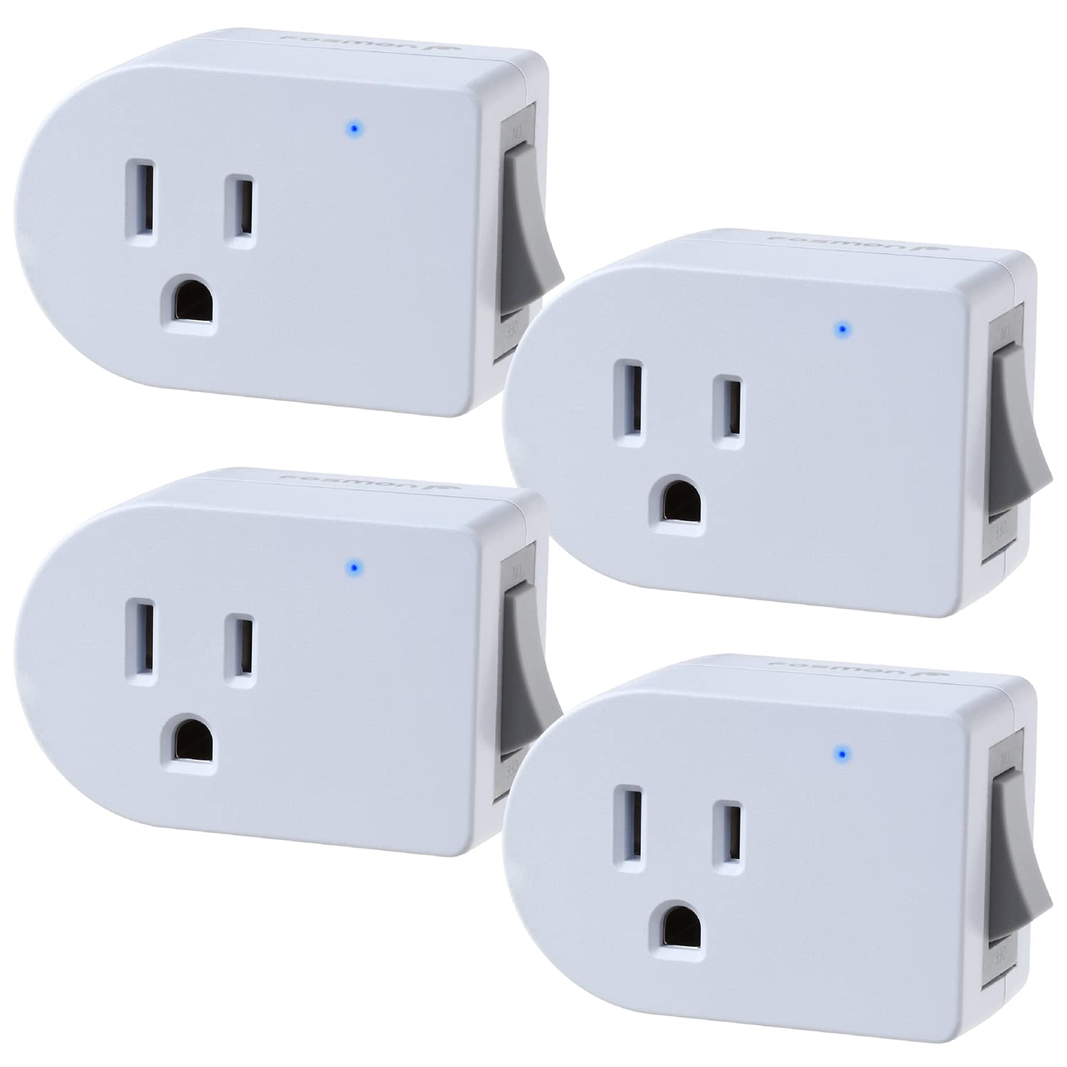 Fosmon toma a tierra con interruptor de encendido/apagado (4 unidades), interruptor extensor de enchufe eléctrico de 3 clavijas, adaptador de corriente de un solo puerto 245J, protector de