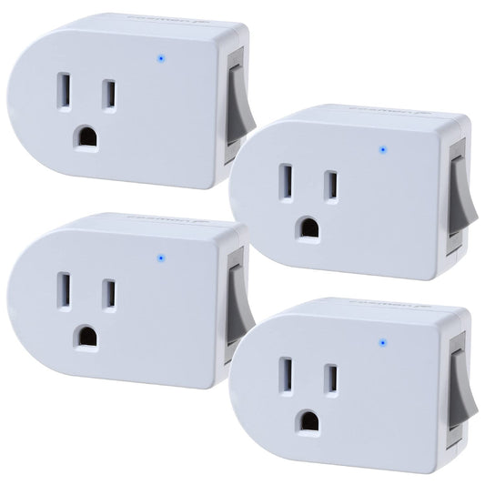 Fosmon toma a tierra con interruptor de encendido/apagado (4 unidades), interruptor extensor de enchufe eléctrico de 3 clavijas, adaptador de corriente de un solo puerto 245J, protector de