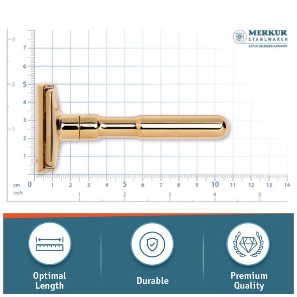 Merkur Futur - Cuchilla de afeitar ajustable de doble filo, MK-702003, Dorado (Gold Plated)