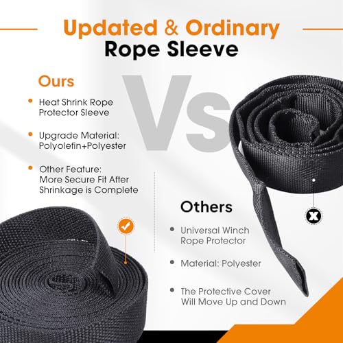 SUNNAREPOON Funda protectora de cuerda termorretráctil para evitar el sobrecalentamiento y deslizamiento, funda protectora para cable de motor de arrastre (2-5/8 pulgadas - 22 pies)