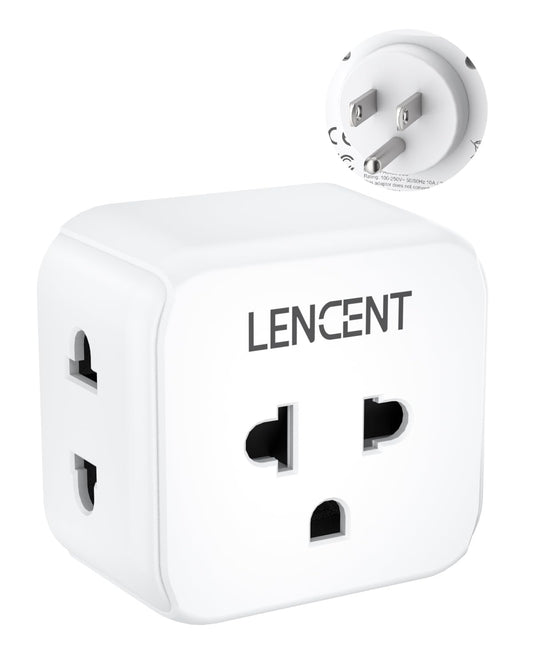 LENCENT 1X Adaptador Enchufe Europeo a Americano, Adaptador de Corriente Universal con 3 Salidas CA, Convertir 2 Clavijas a 3 Clavijas Tipo B, Extensor de Enchufes para Viaje de Europa a México