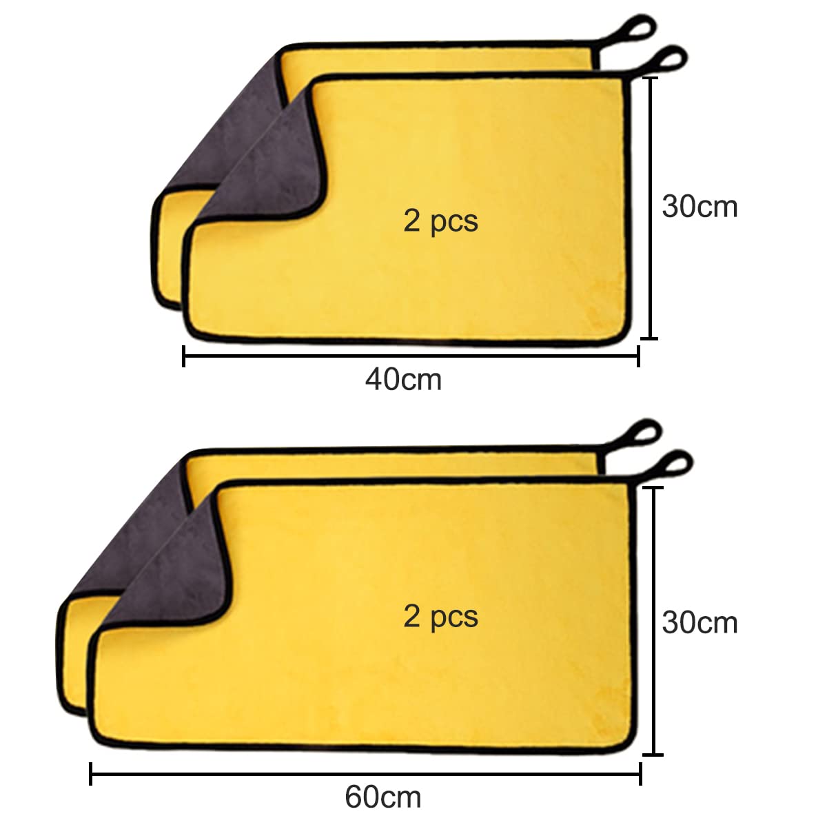 Toallas de Microfibra MOYAC Amarillo Gruesas para Limpieza de Coche y Hogar