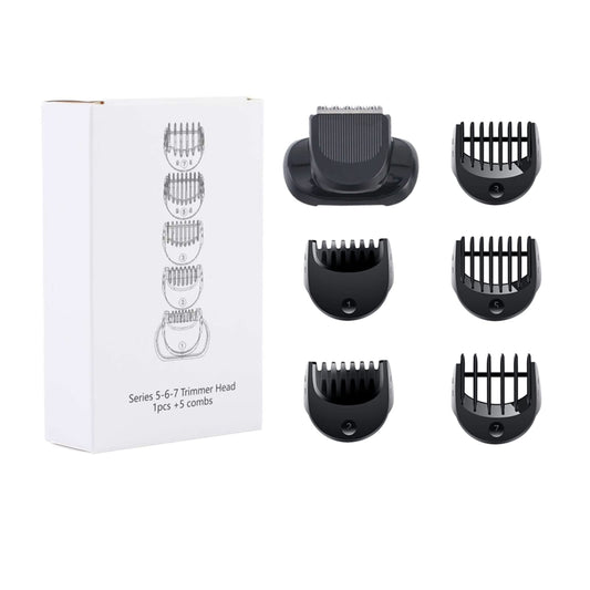 Cabezal de cortadora de barba compatible con 5 piezas de accesorios de corte de peine para Braun Series 5, 6 y 7, 5018s, 5020s, 6075cc, 7071cc, 7075cc, 7085cc, 7020s, 5050cs, 6020s, 6072cc, 7027cs