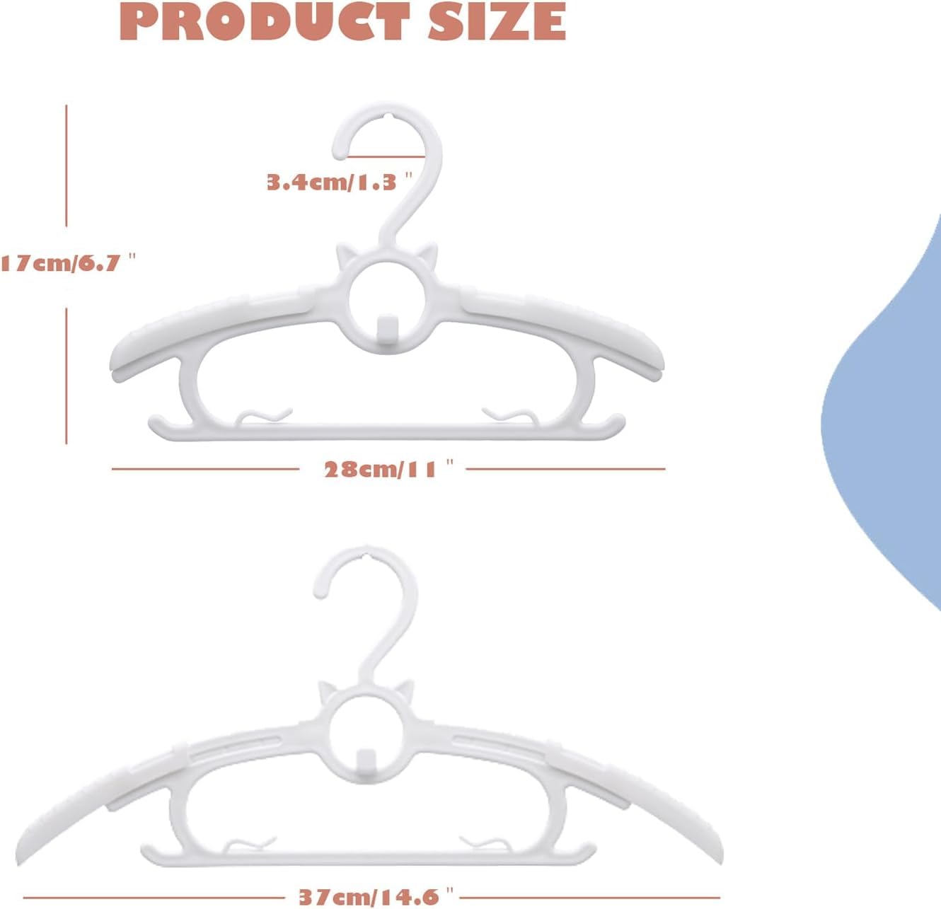 Gencuoir Perchas para guardería de bebé, ultradelgadas, antideslizantes y extensibles para ropa de recién nacido, paquete de 20 perchas de 28-35 cm ajustables para niños y niñas