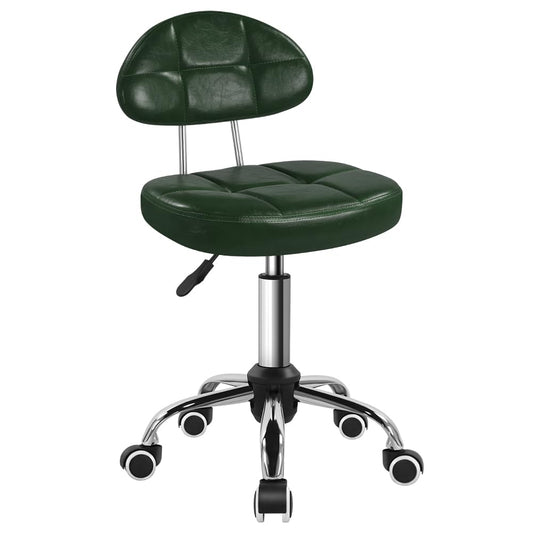 BFTOU Taburete Giratorio Minimalista con Ruedas para Trabajo SPA Tienda de masajes Taburete con Ruedas Ajustable en Altura y económico con Respaldo (Verde)