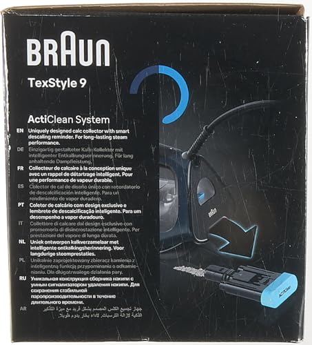 Braun TexStyle 9 SI9682 DB Ferro a vapore con tecnologia FreeGlide 3D, vapore verticale, funzione anti-goccia, funzione autopulente, apertura 330 ml, 260 g/min, 3200 W, blu scuroF