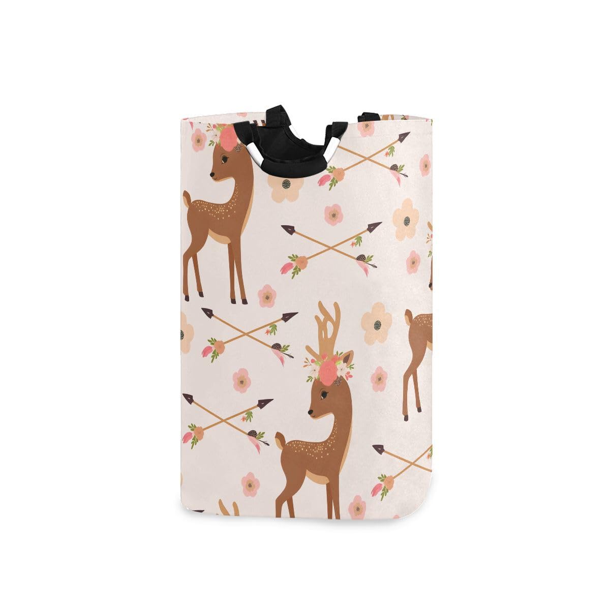 senya Cesta de almacenamiento plegable con diseño de ciervo con flechas de flores, cesta de lavandería para guardería, ropa, juguetes