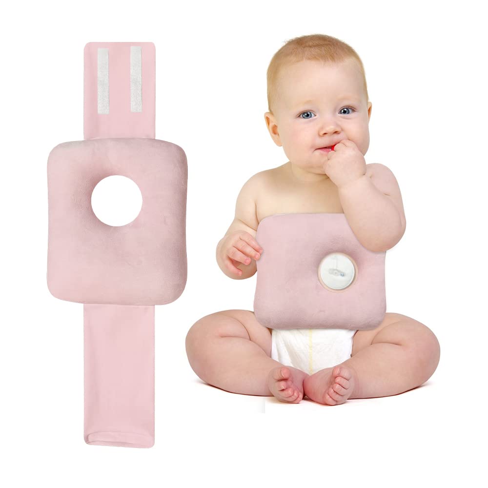 G Tube - Almohada de boca abajo para bebé, tubo de alimentación para cinturón con un agujero para bebés y niños, cierre de velcro ajustable