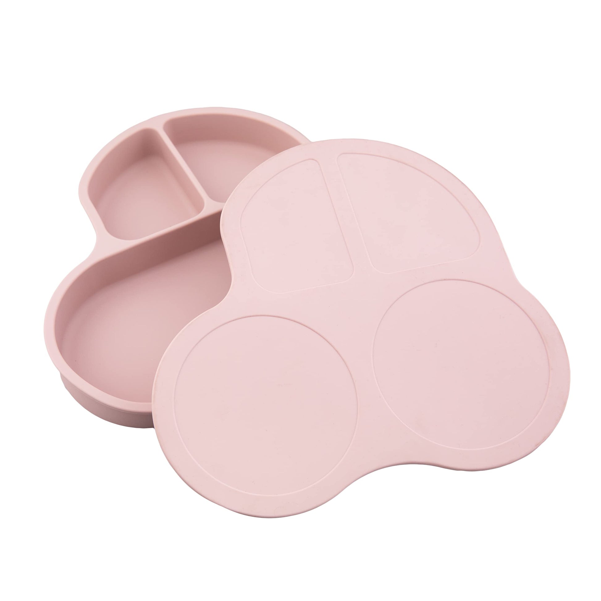 Plato con Divisiones en Silicón PAPU BABY Rosa Pastel para Bebés