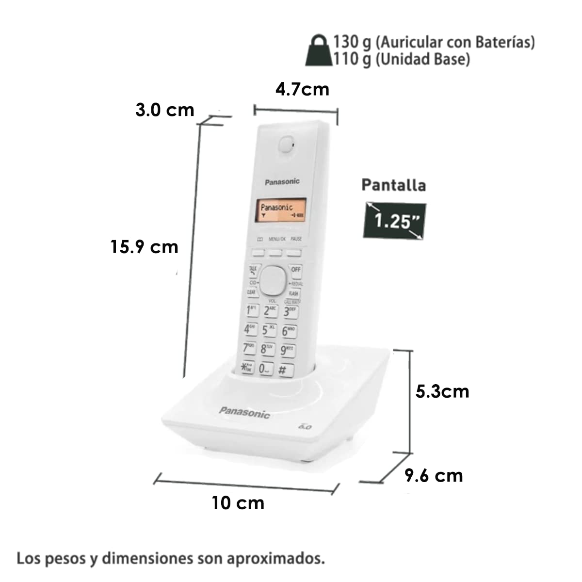 Panasonic Teléfono Inalámbrico KXTG1711W Blanco