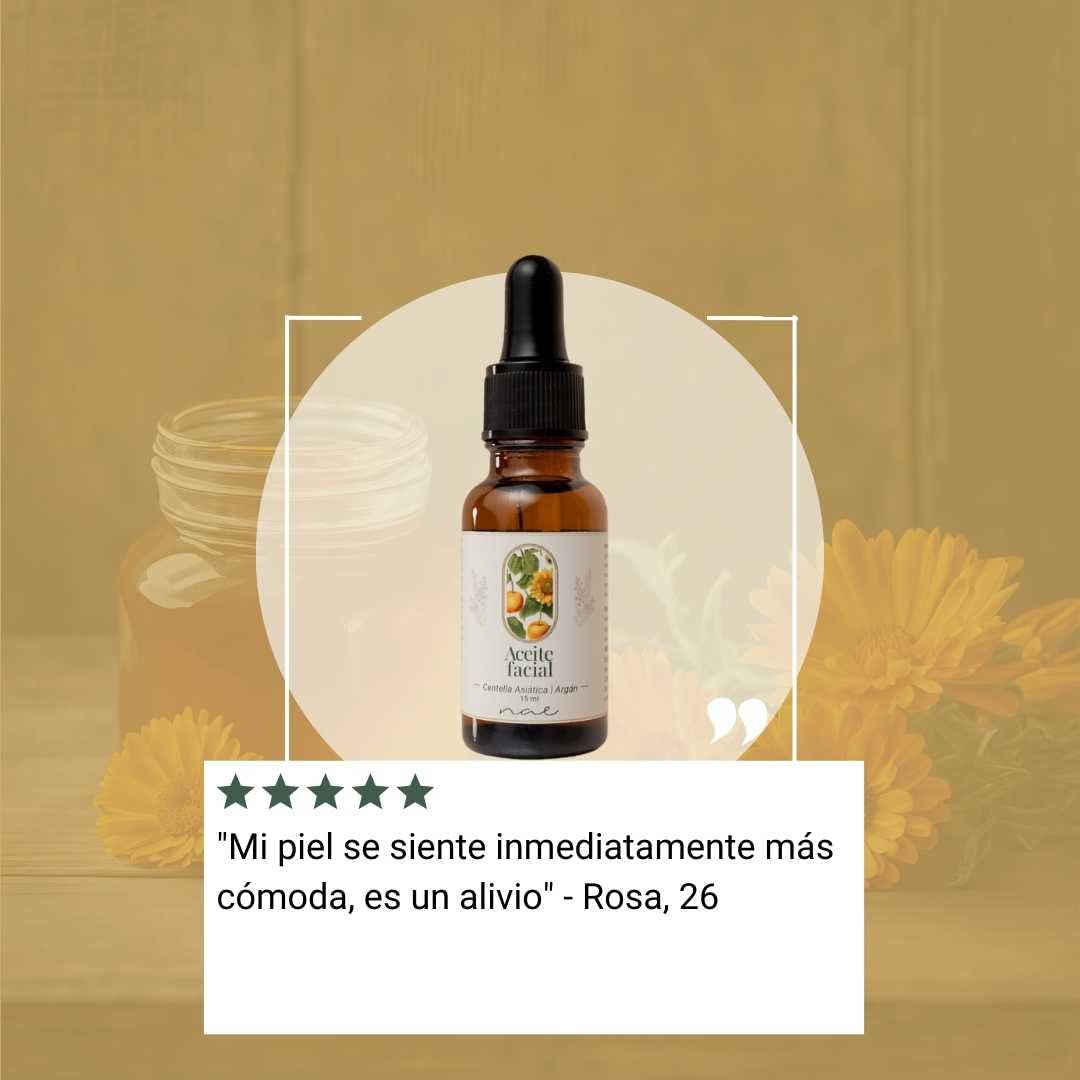 NAE Aceite Facial Calmante Centella Asiática Argán 30ml | Nutre y Repara Piel Sensible | Reduce Irritación | Fortalece Barrera Cutánea | 100% Ingredientes Naturales | Vegano