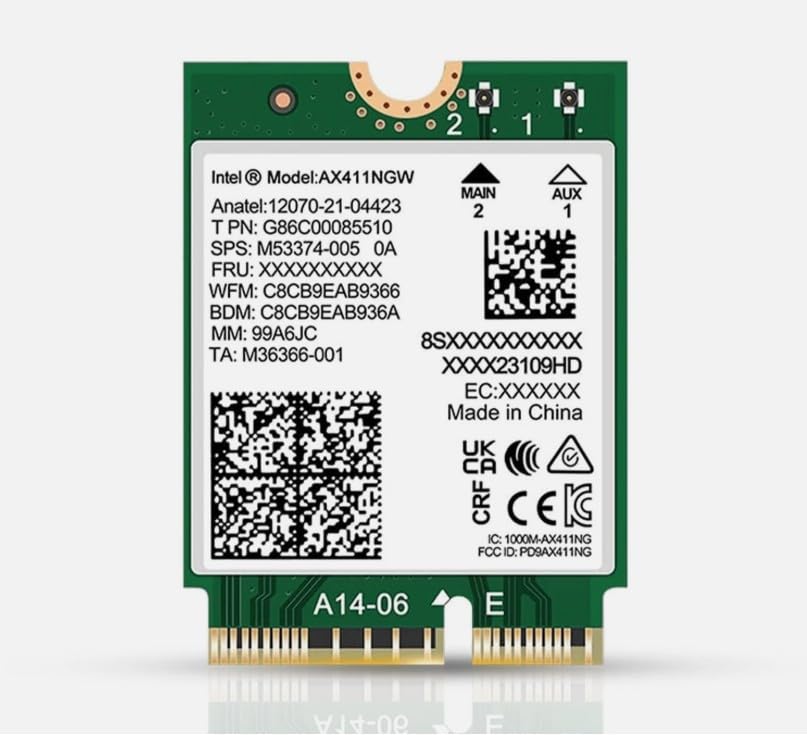 Adaptador M.2 2230 Intel Killer IEEE 802.11ax Bluetooth 5.3 Tri Band Wi-Fi/Bluetooth para Servidor