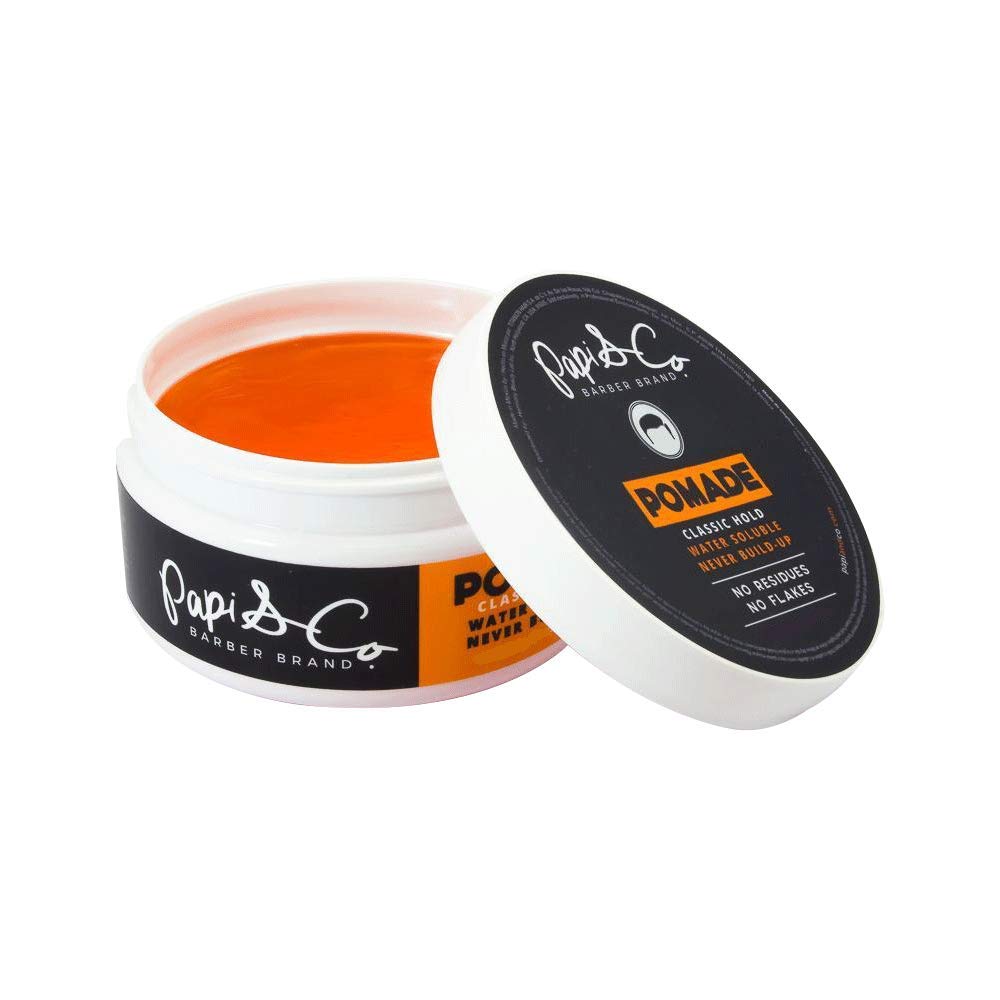 Papi & Co. Pomada Para Peinar y Estilizar 3 en 1 (Cabello, Barba y Bigote), Base Agua, Fijación Media-Alta, Clasic Hold Pomade - 4.0 Oz. -