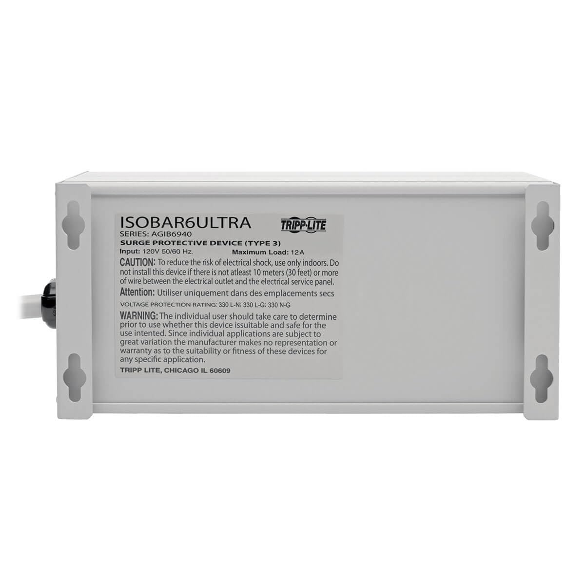 Protector de Sobretensión Tripp Lite Isobar Metal 6 Tomas 6ft 3330 Joules