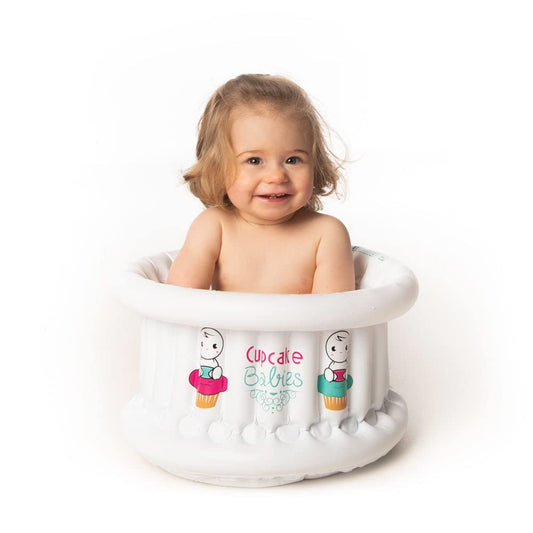 CUPCAKE BABIES Bañera para Bebe Inflable con Bolso de Viaje Blanco | Ideal Regalos Navideños para Recién Nacidos hasta 12 Meses | Navidad | Uso en Baño o Alberca para Bebe | Práctica y Segura