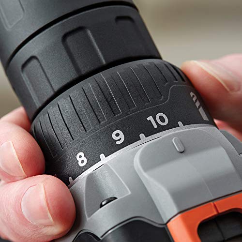 BLACK+DECKER Taladro Inalámbrico Atornillador, 3/8" (10mm), 2 Velocidades, 20V máx, BCD703C1