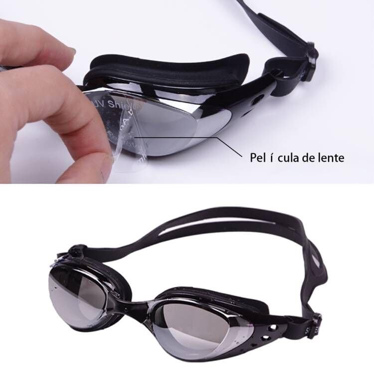 Gafas de natación con tapones auditivos siameses, PUBAMALL protección UV Antivaho sin fugas para hombres adultos Mujeres