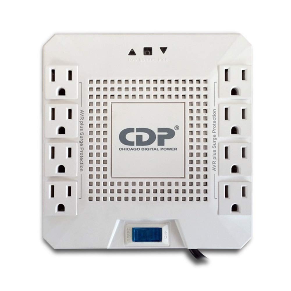 CDP AVRPRO1808 Regulador 1800Va/1Pc000W, 8 Contactos, Protector RJ-45 y RJ-11 Supresor de Picos, Negro