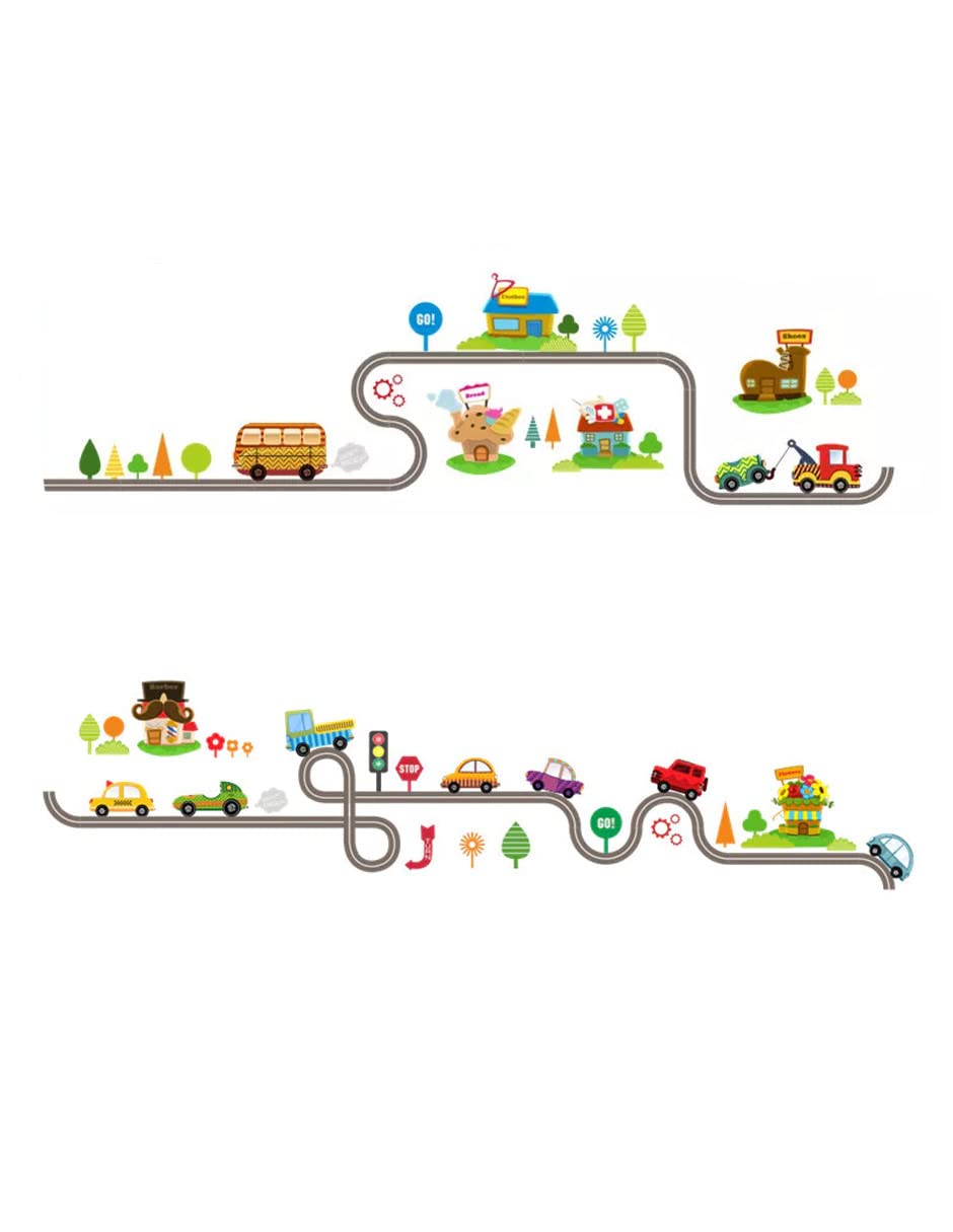 DaraBaby | Vinil Decorativo Infantil Pista Autos Carritos | Decoración de Pared para Habitación