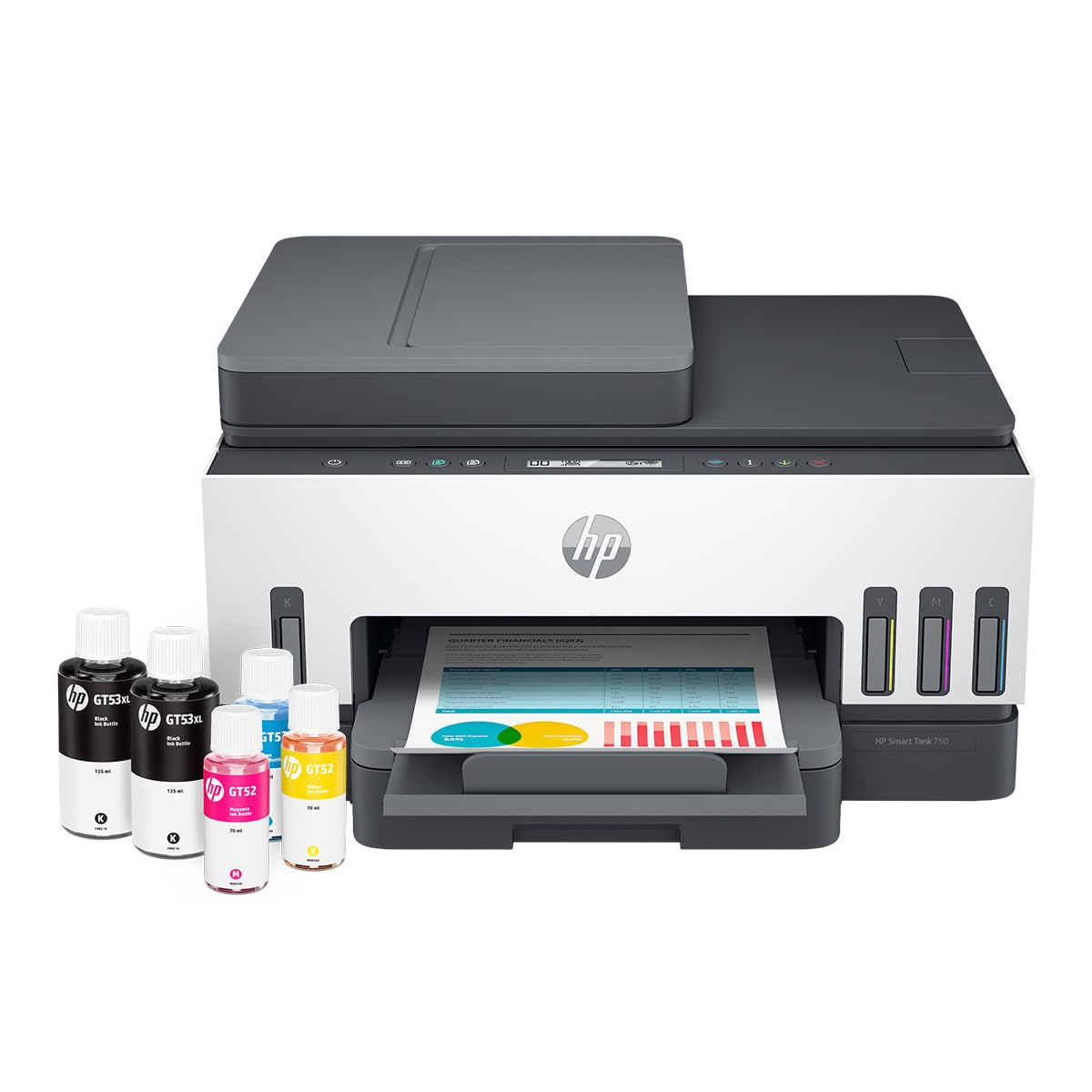 HP Impresora Multifuncional Smart Tank 750, Tinta Continua, Color, Wi-Fi, USB, Bluetooth, Dúplex (Doble Cara) & ADF Alimentador Automático, Impresión, escaneo, copiado (6UU47A)