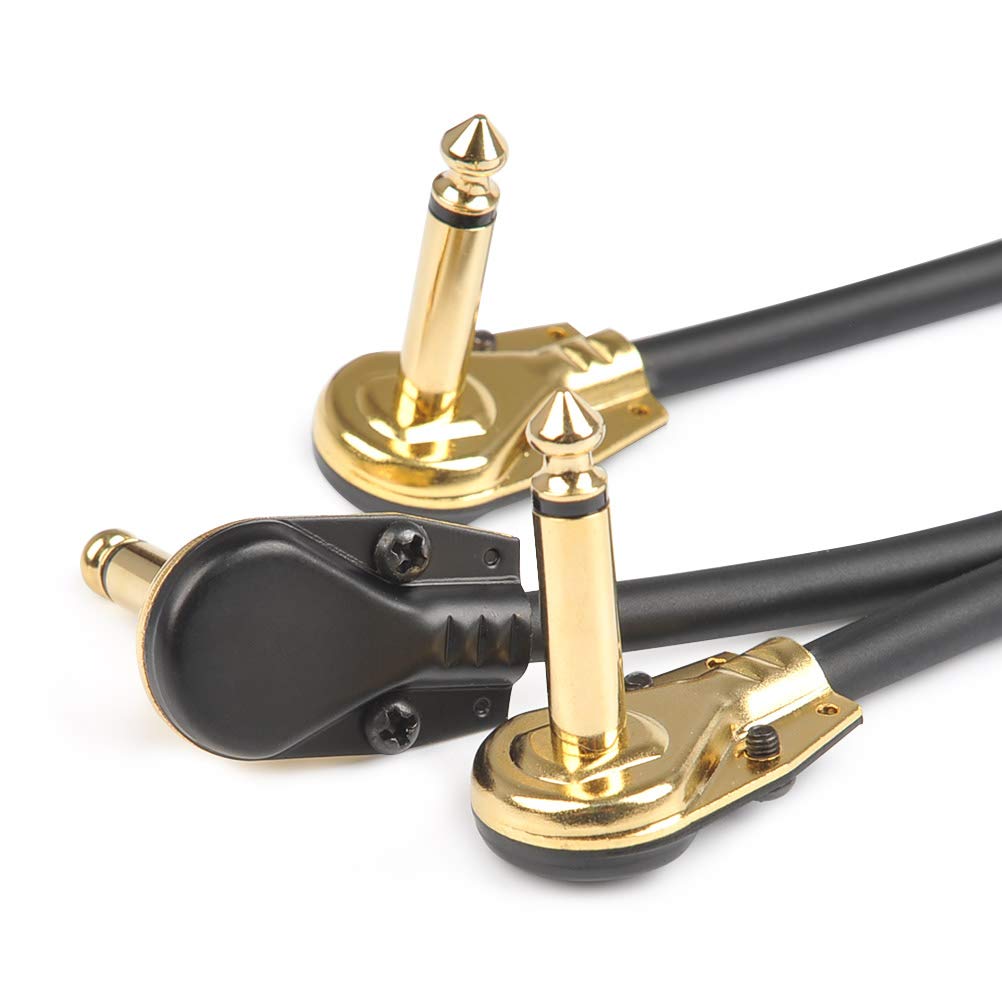 TIMESETL - Paquete de 6 cables de conexión para guitarra de 6 pulgadas, ultra silenciosos, pedal de efecto instrumento, 1/4 pulgadas, diseño de panqueques de perfil bajo