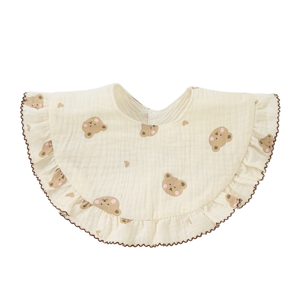 Nishine 4 Baberos Unisex De Muselina Para Bebé, Baberos Giratorios De Algodón De 360 Grados, Para Dentición, Alimentación Y Para Niño Y Niña, Conjunto Amarillo, Estampado Animal, Talla Única
