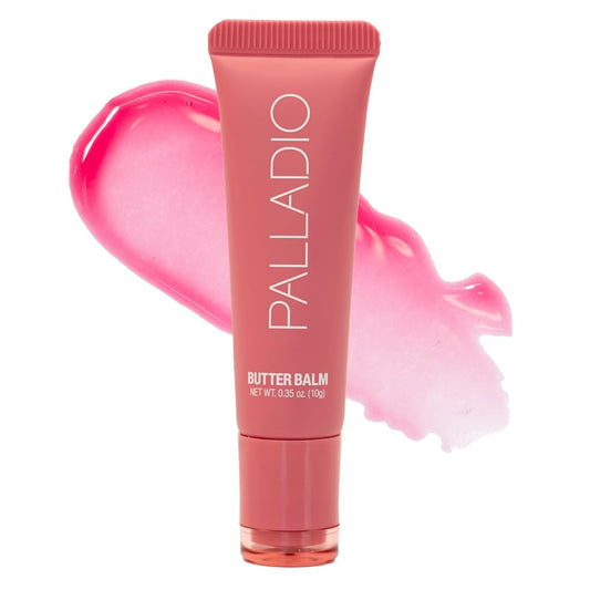 Palladio Butter Balm - Bálsamo Labial Hidratante con Tinte Transparente, Aloe, Péptidos, Manteca de Karité y Fórmula Vegana para Hidratación Instantánea, Strawberry Shortcake