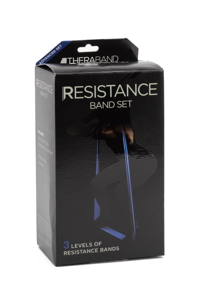 Juego de Bandas de Resistencia Theraband Plata Azul Negro Avanzado para Ejercicios y Fisioterapia