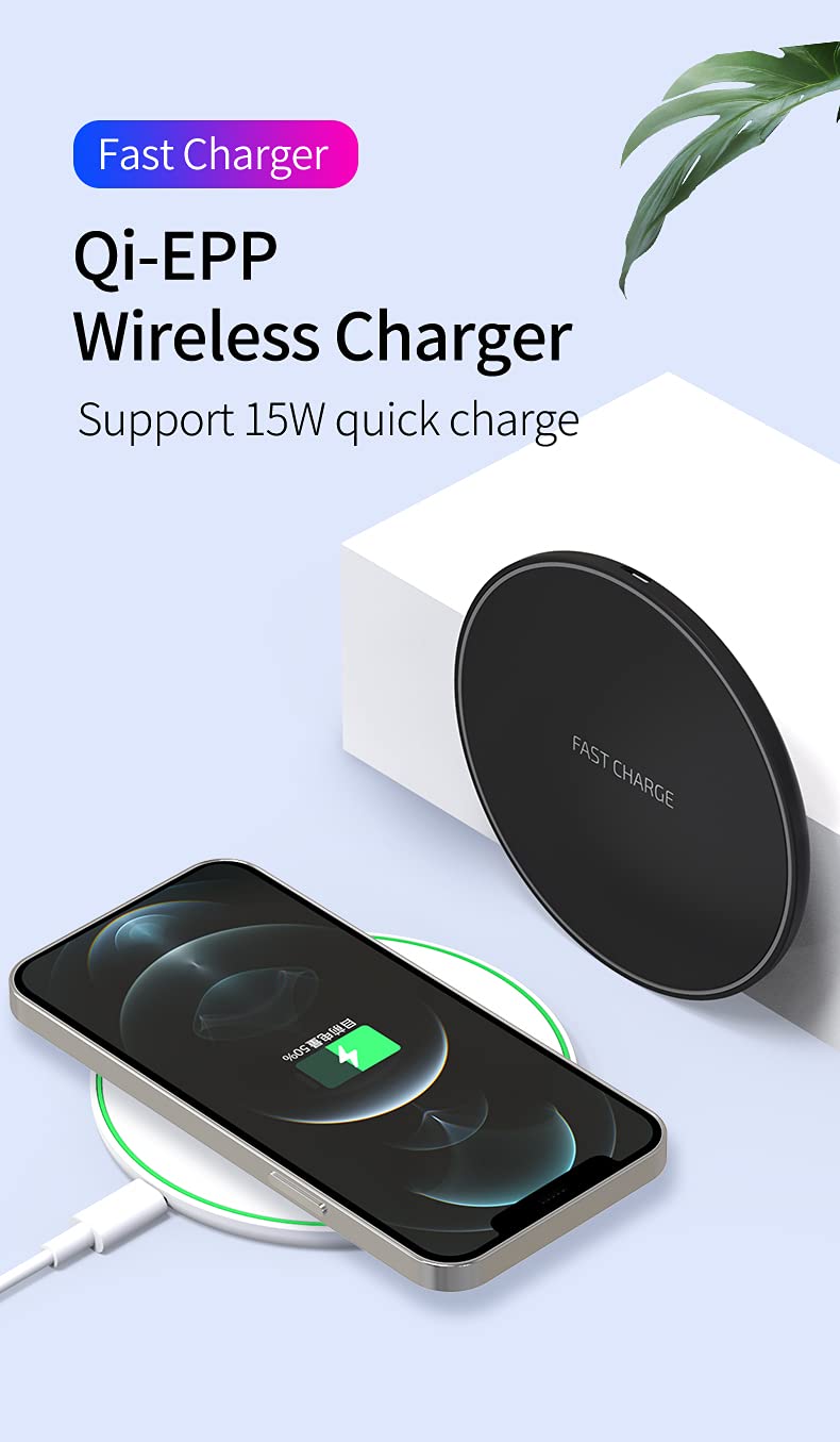 Cargador inalámbrico de 15 W para Ulefone Power Armor 19 18T 14 Pro Armor 11 11T 12 12S 17 Pro con bobina grande, QI-EPP, anillo LED, carga rápida
