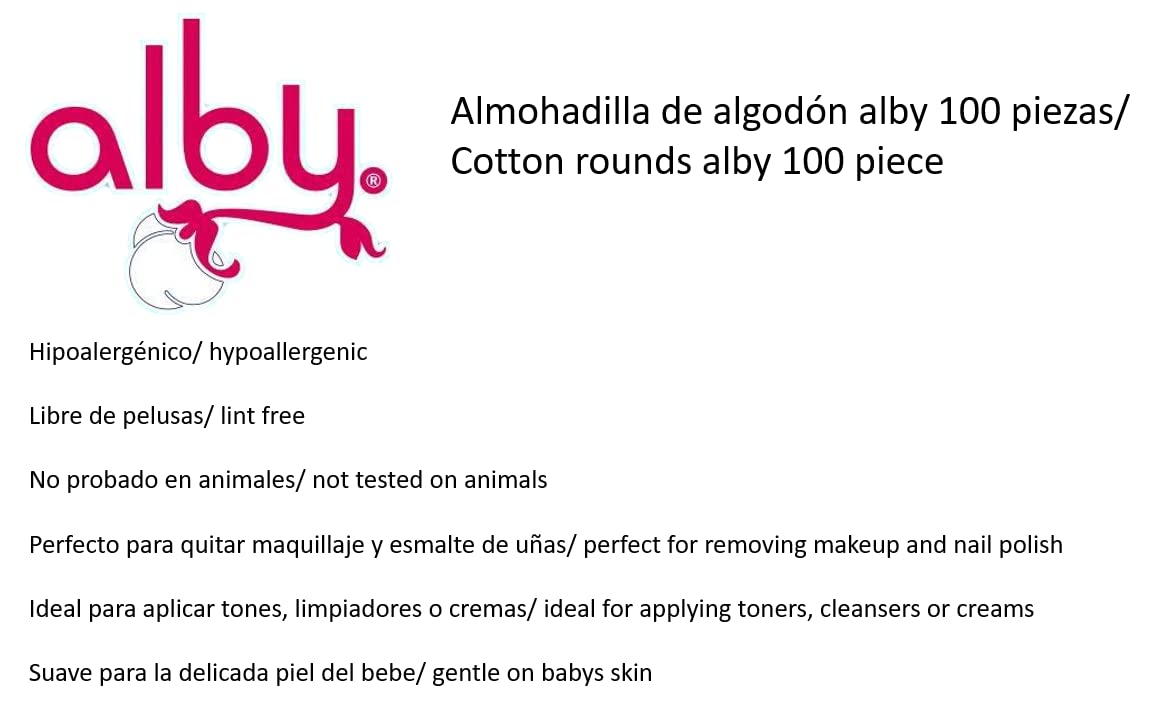 Almohadilla Facial Alby Algodón Desmaquillante Absorbente e Hipoalergénica Cuidado Personal 600 Piezas