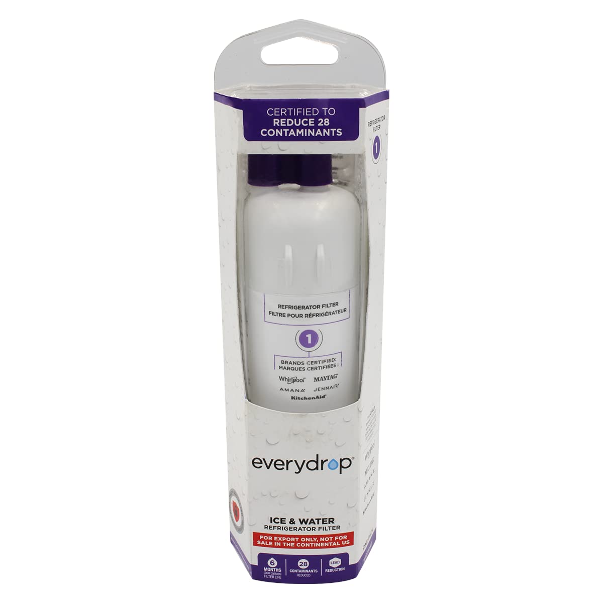 Filtro de Agua Every Drop 1 Blanco Compatible con Whirlpool W10790813