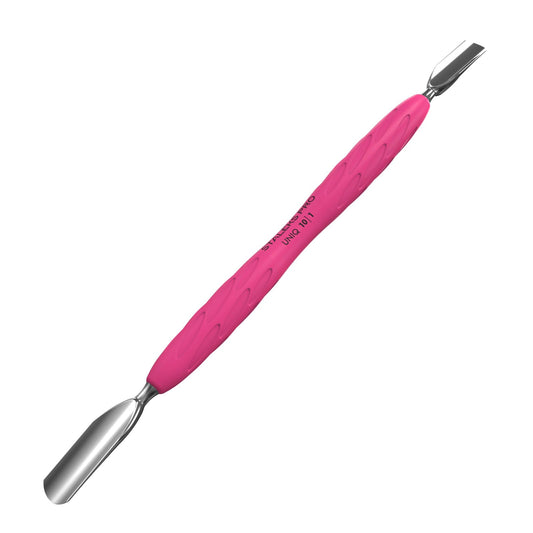 Staleks Empujador de Cutículas de Silicona Uniq 10 Tipo 1 – Acero Inoxidable – Herramienta Profesional para Cutículas (Empujador Ancho Y Estrecho Redondeado)